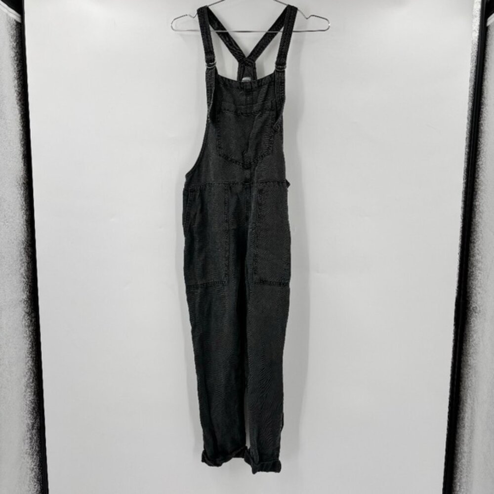 Aerie Relaxed Fit Linen Blend Cropped Overalls Gray Size XS